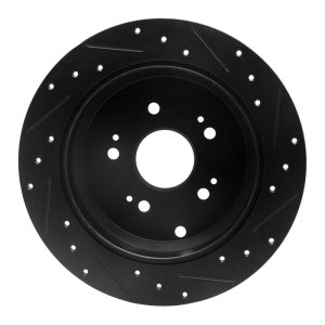 Acura RDX Brake Rotor (1) - Rear Left - R1 Concepts - Drilled & Slotted - Black - `05-`18